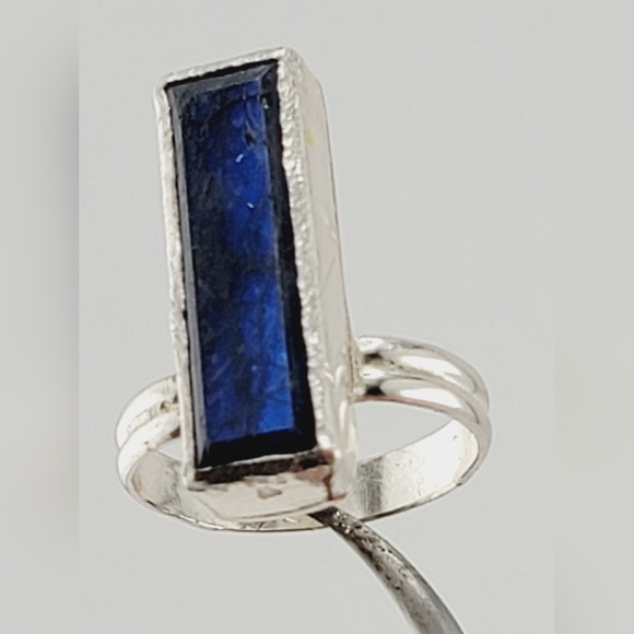 BLUE KYANITE RECTANGULAR SHAPE HANDMADE IN STERLING SILVER METAL 10 - Picture 6 of 7